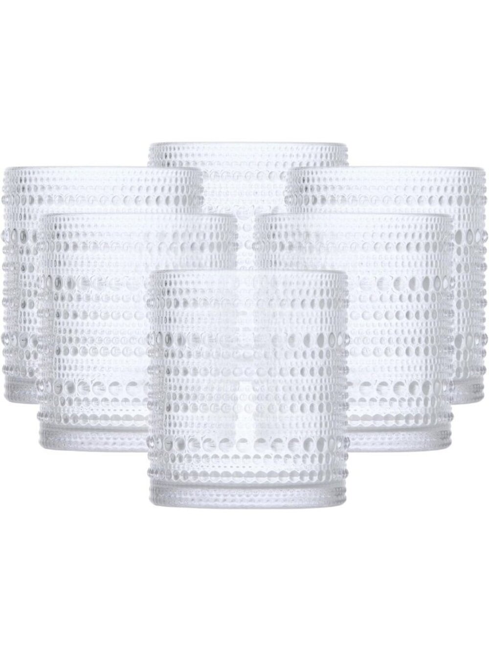 Vintage Beaded Hobnail Drinkware Set - 10oz Double Old Fashioned Glasses, 6
